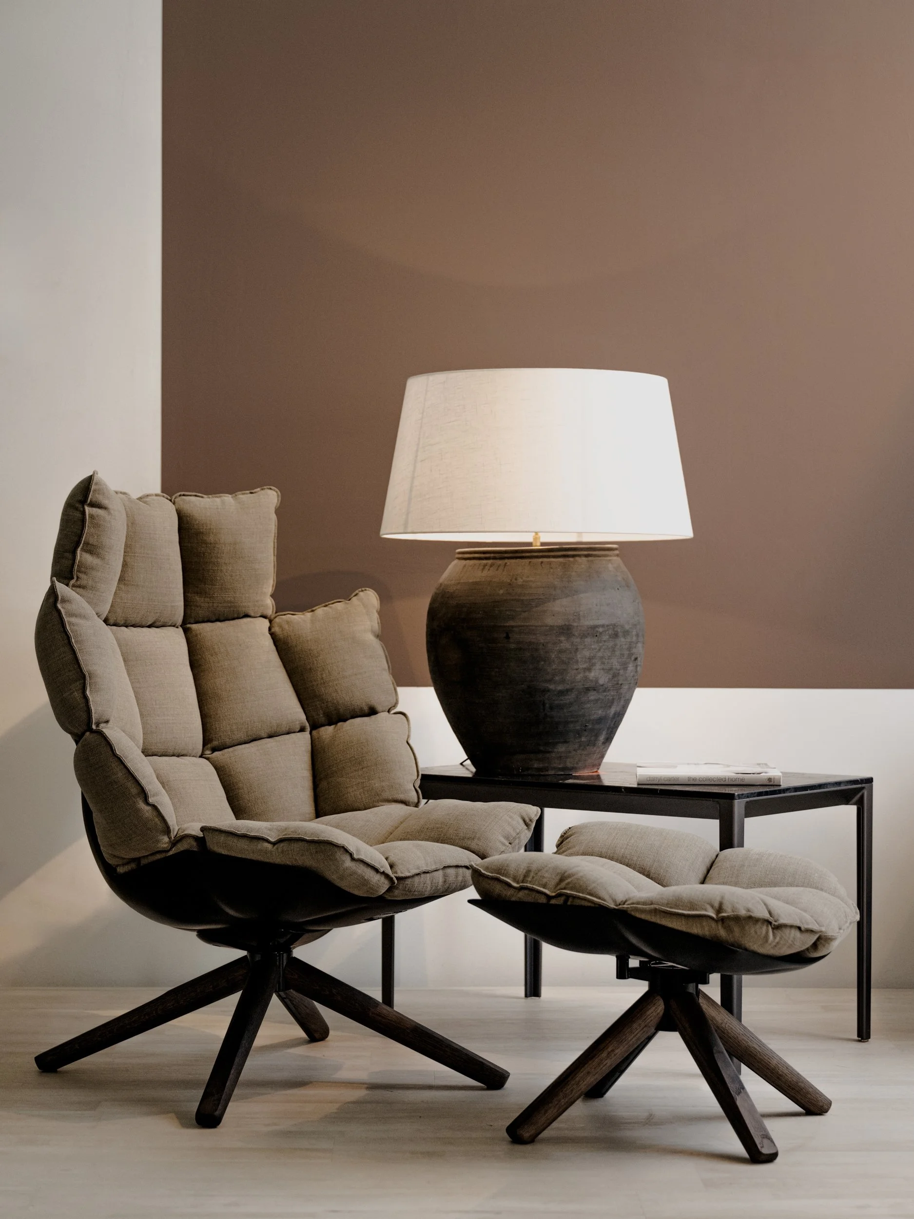 Husk Swivel Armchair + Ottoman Footrest, B&B Italia — SR HUGHES